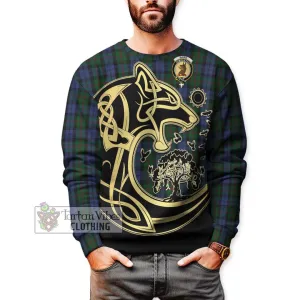 Baird Tartan Sweatshirt with Family Crest Celtic Wolf Style