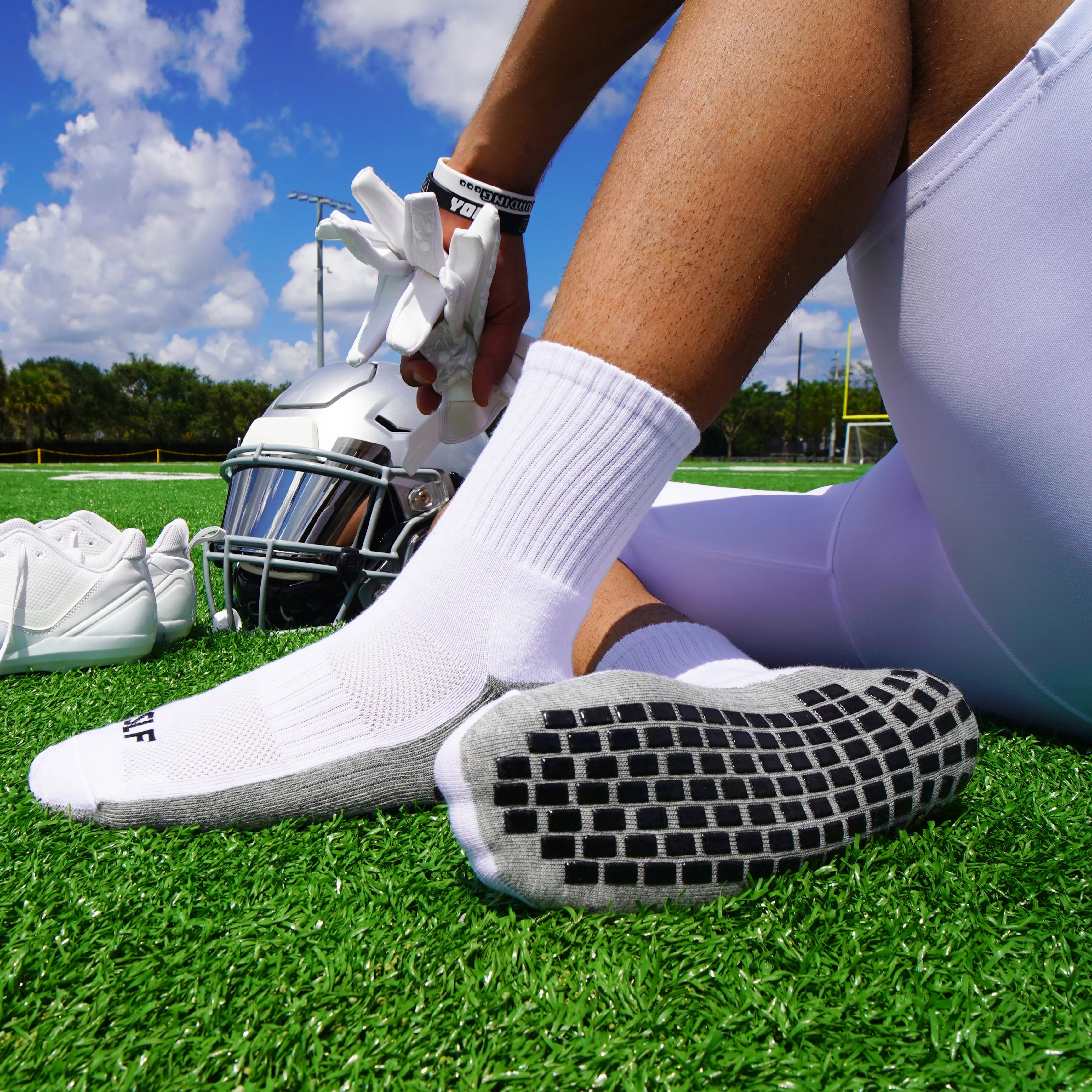 Basic White Performance Grip Socks