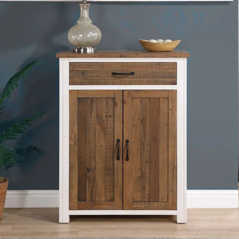 Baumhaus Splash of White Reclaimed Shoe Storage Cupboard