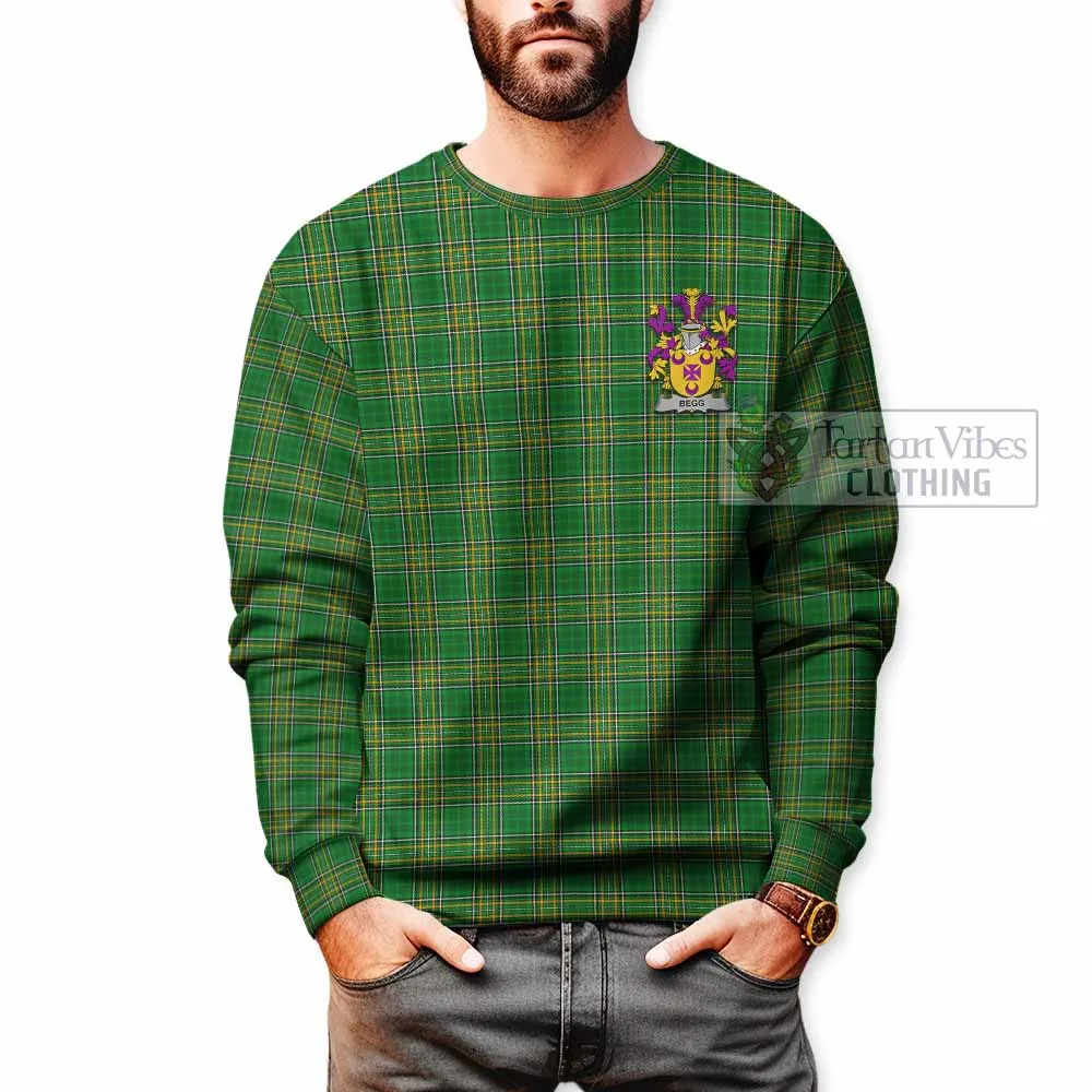 Begg Irish Clan Tartan Sweatshirt with Coat of Arms