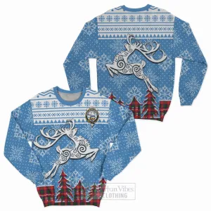 Belshes (Belsches) Clan Christmas Sweatshirt Celtic Reindeer Style