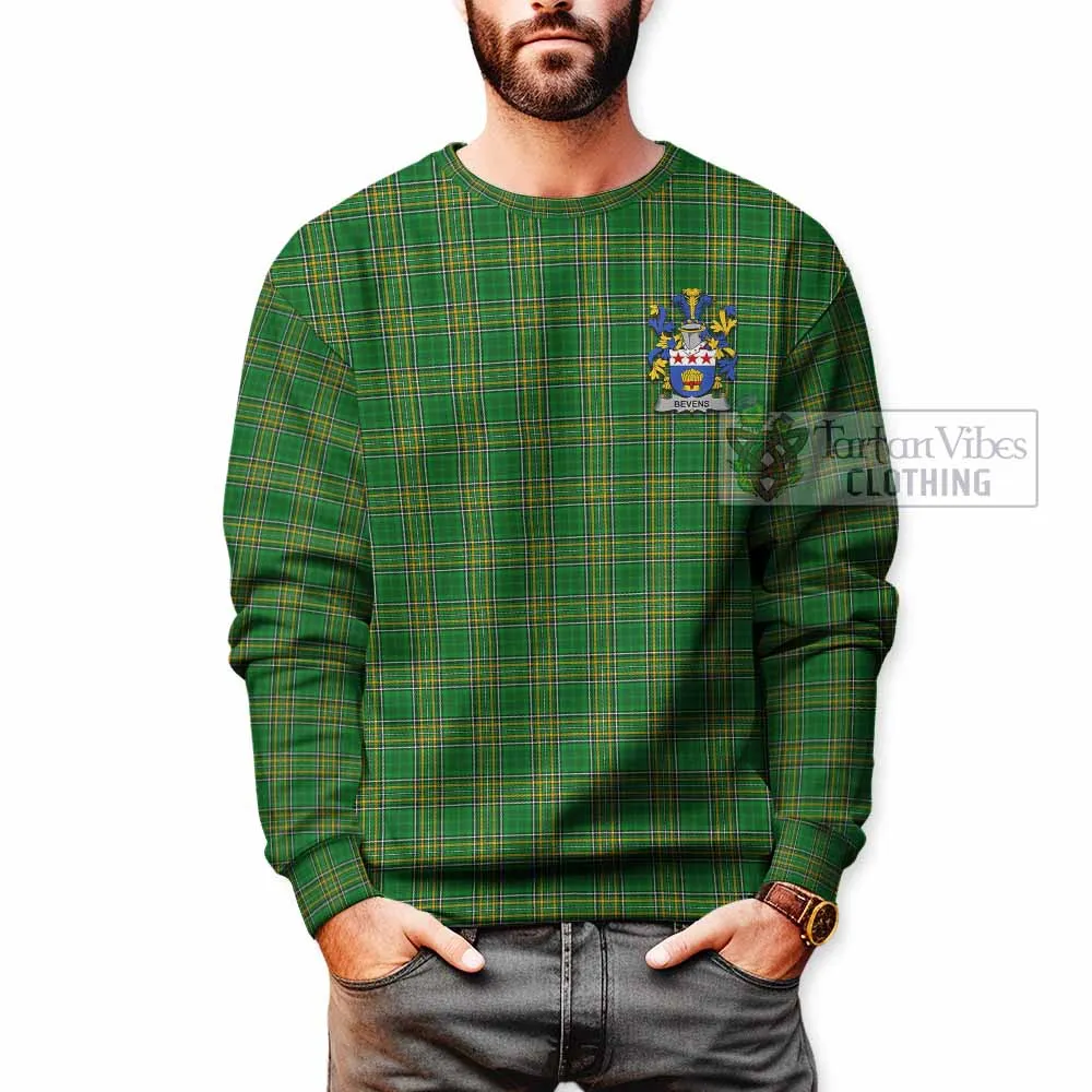 Bevens Irish Clan Tartan Sweatshirt with Coat of Arms