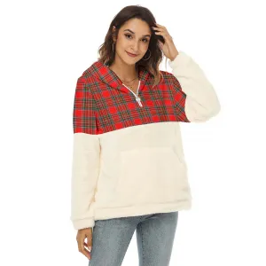 Binning Tartan Women's Borg Fleece Hoodie With Half Zip