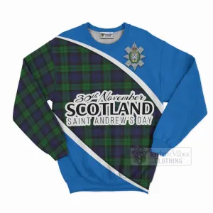 Black Watch Family Crest Tartan Sweatshirt Celebrate Saint Andrew's Day in Style