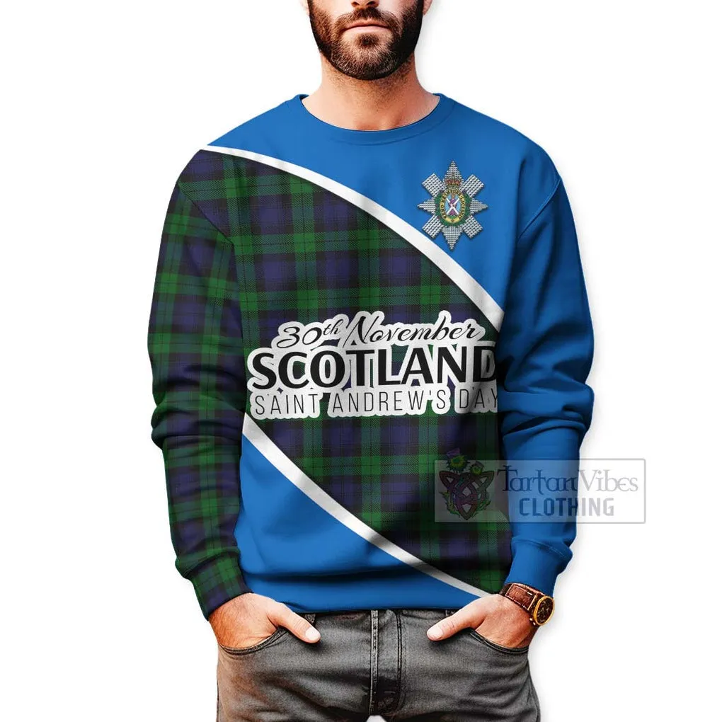 Black Watch Family Crest Tartan Sweatshirt Celebrate Saint Andrew's Day in Style