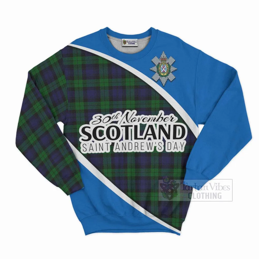 Black Watch Family Crest Tartan Sweatshirt Celebrate Saint Andrew's Day in Style