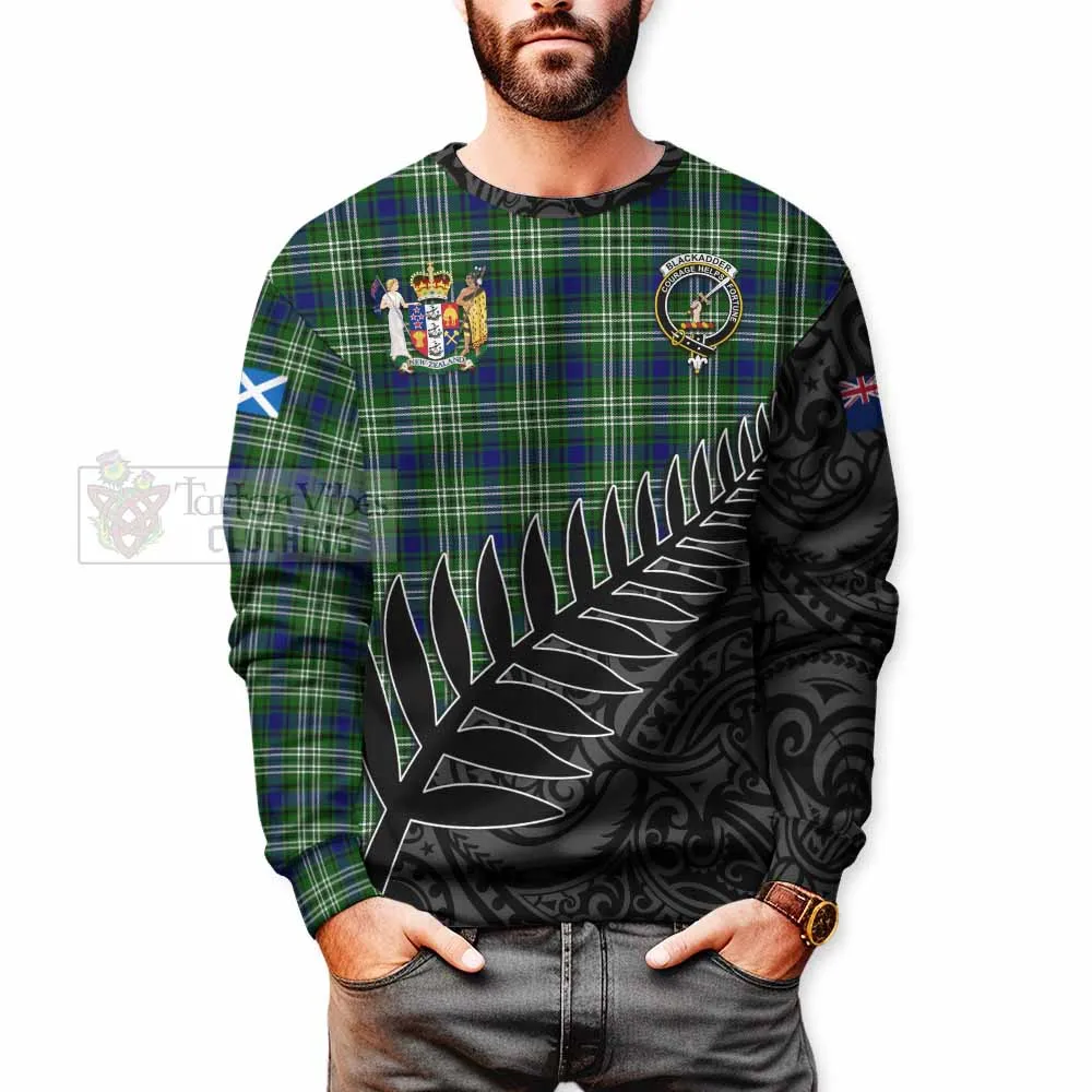 Blackadder Crest Tartan Sweatshirt with New Zealand Silver Fern Half Style