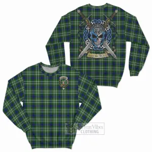 Blackadder Tartan Sweatshirt with Family Crest Celtic Skull Style