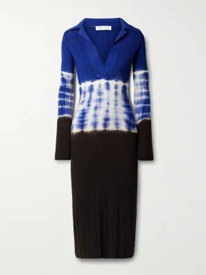 Blue dip dye ribbed-knit dress