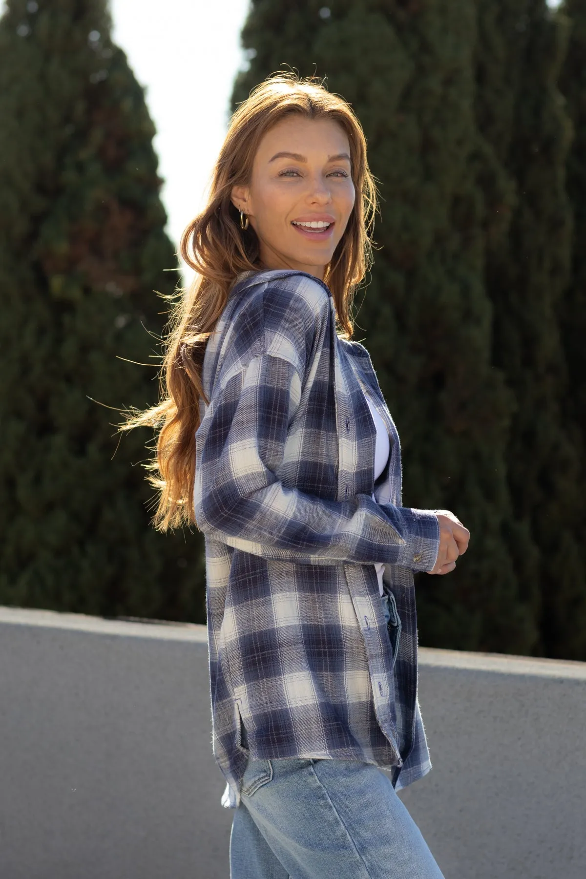 Blue Plaid Flannel Shirt