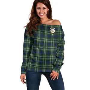 Blyth Tartan Off Shoulder Women Sweater with Family Crest