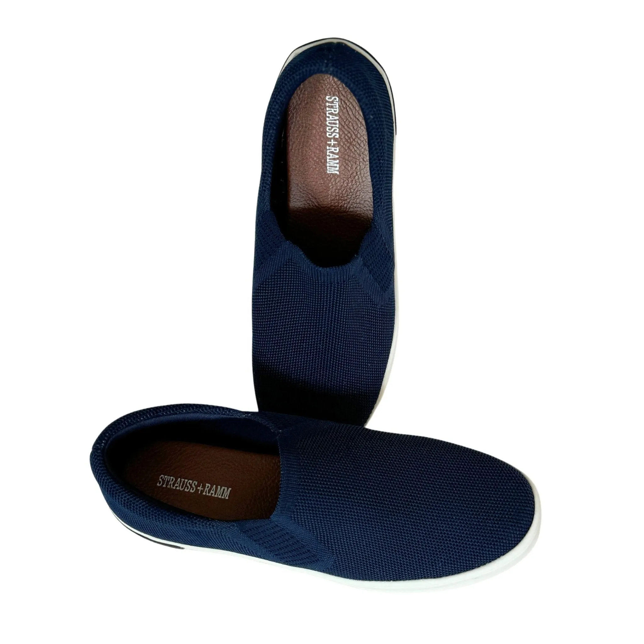 Boys Navy Knit Slip Ons