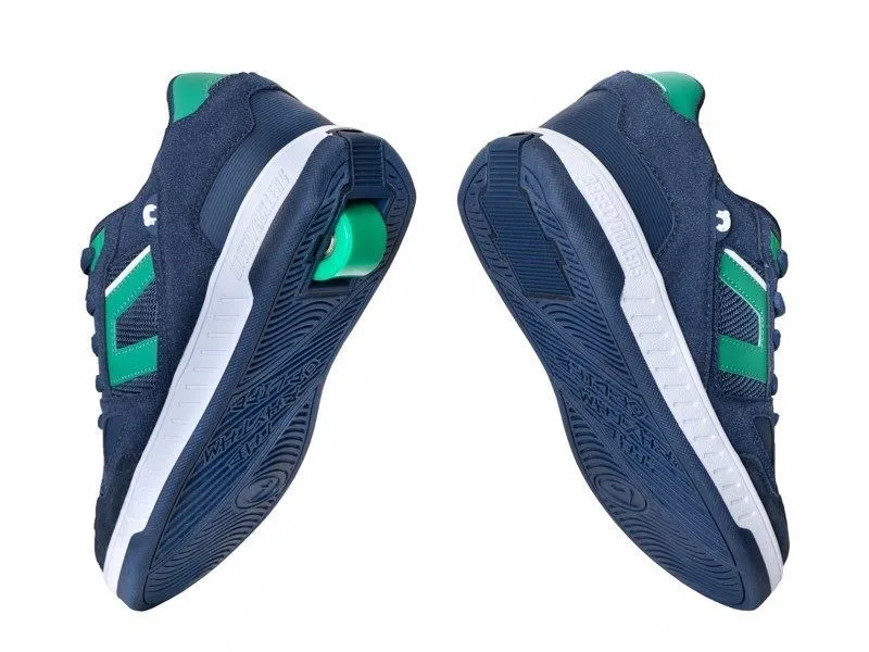 Breezy Rollers Shoes With Wheels - Hero - Navy / Green - UK:5J EU:38 US:6.5 - OUTLET