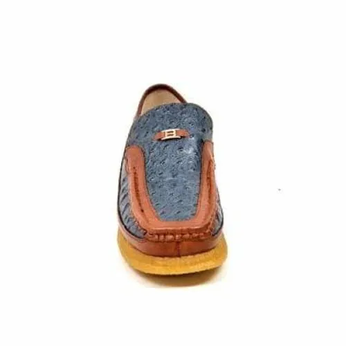 British Walkers Harlem Men's Blue and Tan Leather Crepe Sole Slip On Shoes