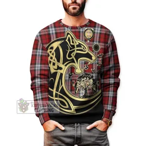 Brodie Dress Tartan Sweatshirt with Family Crest Celtic Wolf Style