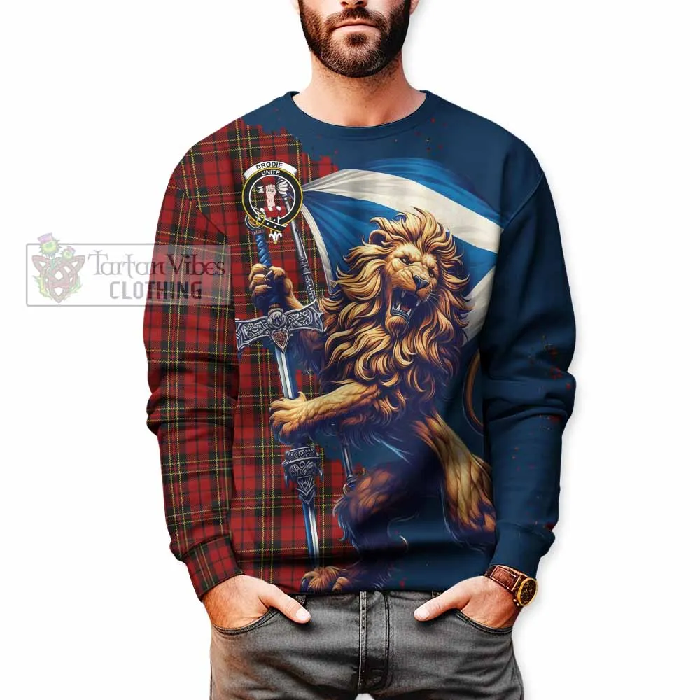 Brodie Tartan Family Crest Sweatshirt with Scottish Majestic Lion