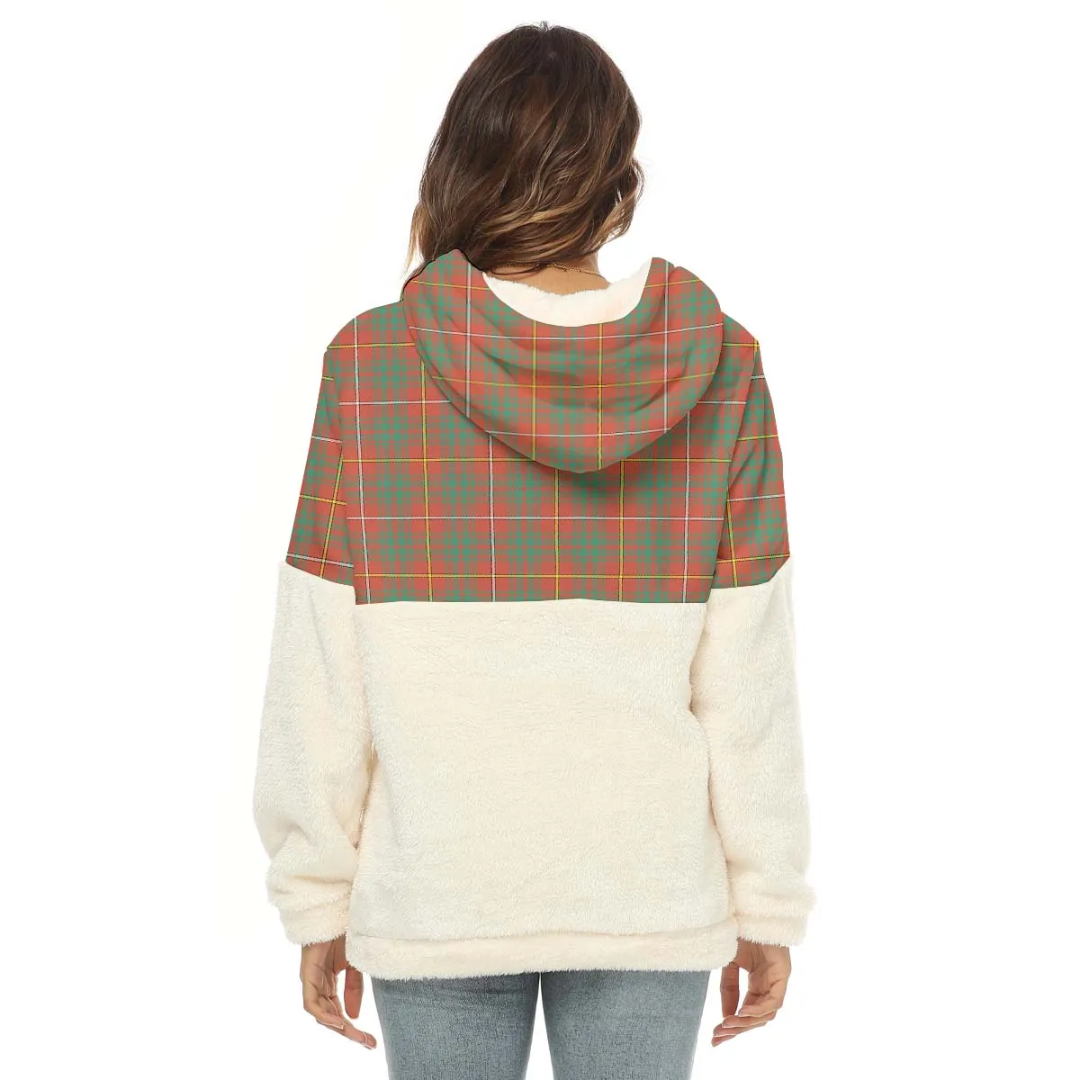 Bruce Ancient Tartan Women's Borg Fleece Hoodie With Half Zip