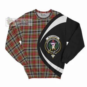 Buchanan Old Dress Tartan Sweatshirt with Family Crest Circle Style