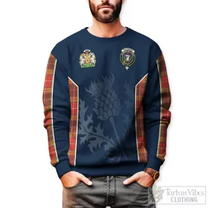 Buchanan Old Set Weathered Tartan Sweatshirt with Family Crest and Scottish Thistle Vibes Sport Style