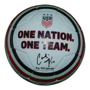 Carli Lloyd Autographed USA White Soccer Ball Inscribed 2X WC Champs JSA