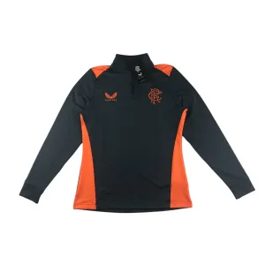 Castore Rangers FC coaches training sweatshirt women size UK 12 charcoal grey and orange quarter zipper