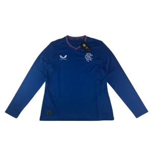 Castore Rangers FC home shirt women size UK 8 blue stripy long sleeve