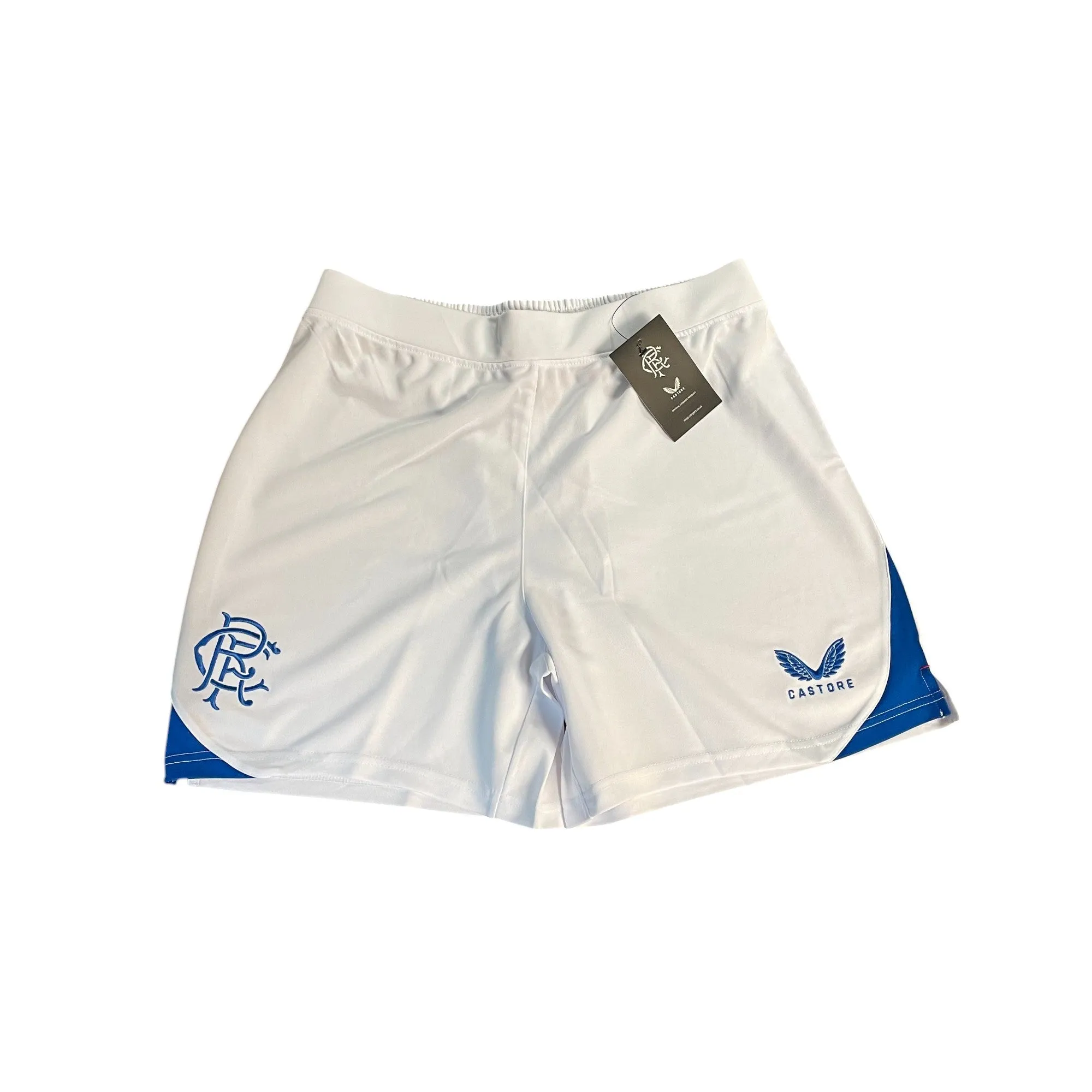 Castore Rangers FC Home shorts women size UK 12 white and blue with elasticated waistband