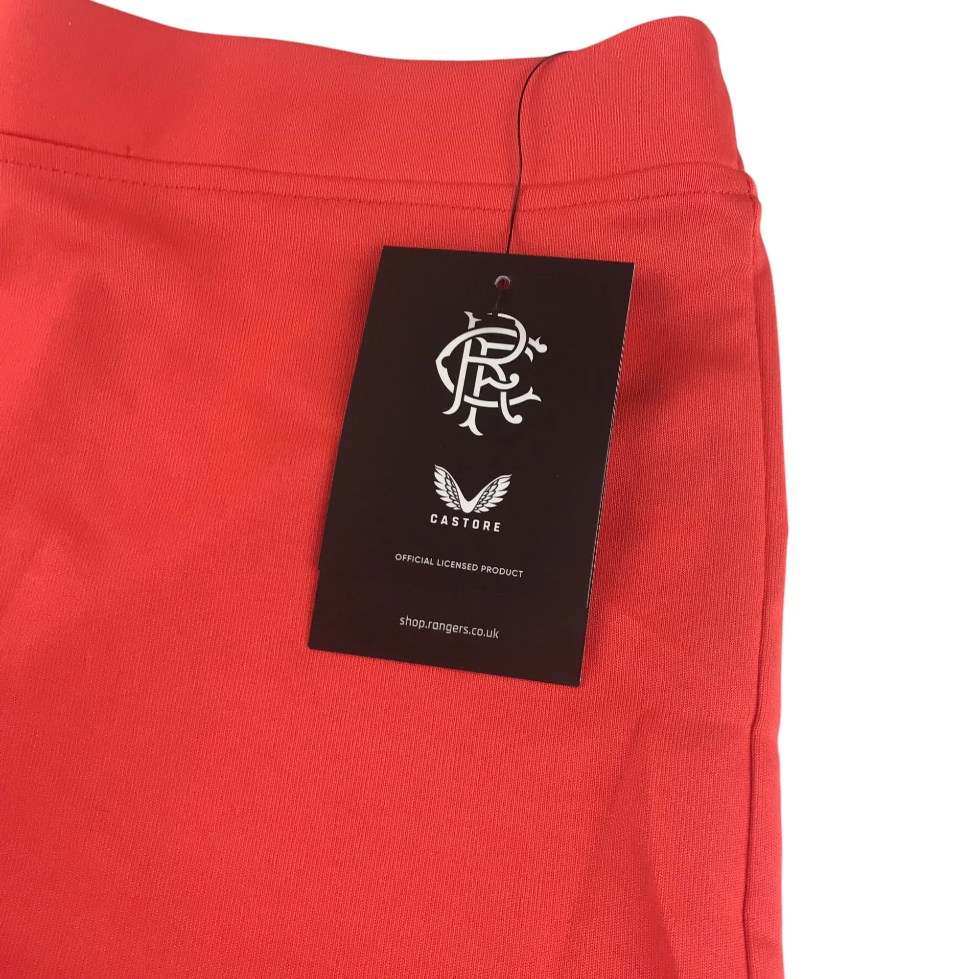 Castore Rangers FC PRO away goal keeper shorts women size UK 10 neon red with elasticated waistband