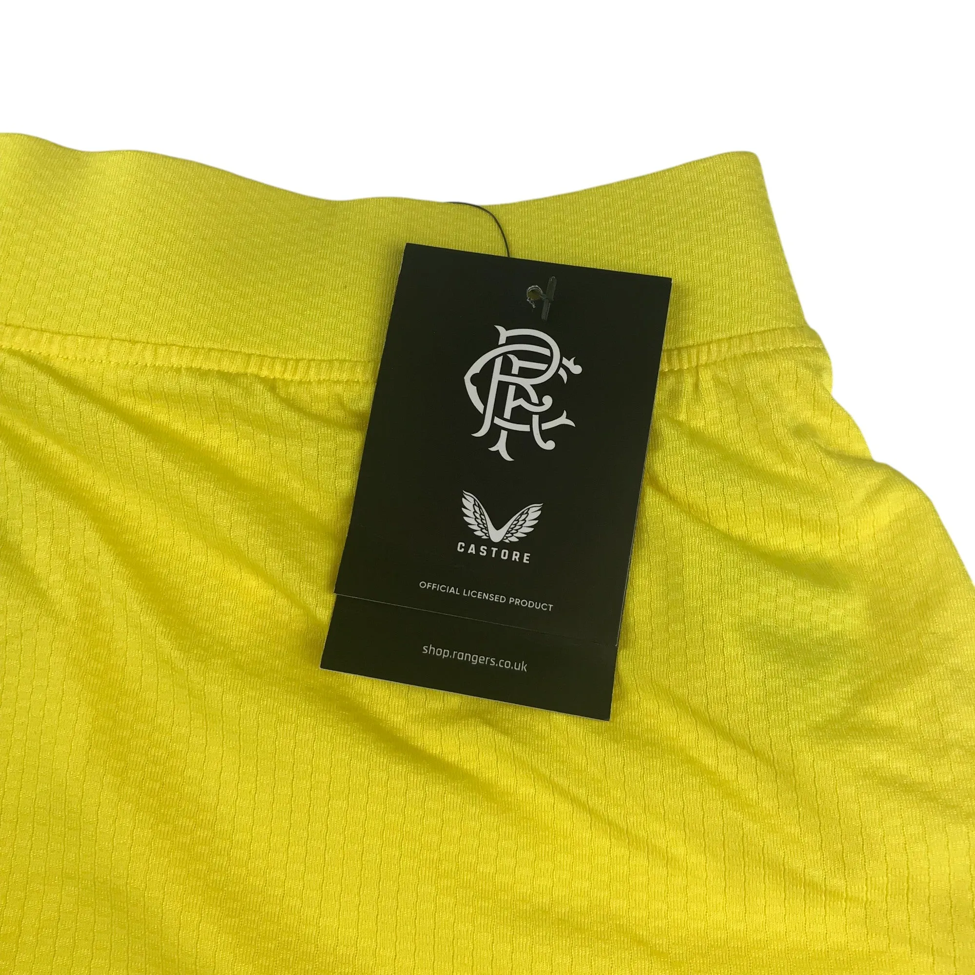 Castore Rangers FC PRO home goal keepers shorts women size UK 12 yellow with elasticated waistband