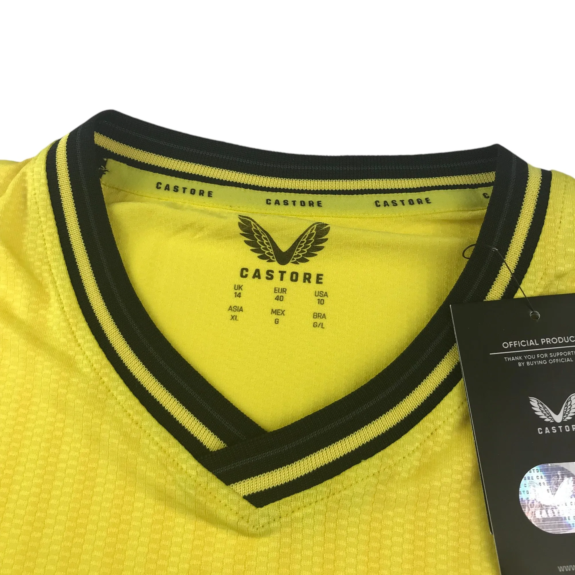 Castore Rangers FC PRO home goalkeeper shirt women size UK 10 yellow long sleeve