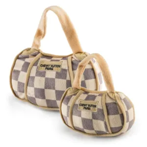 Checker Chewy Vuiton Handbag Plush Dog Toy