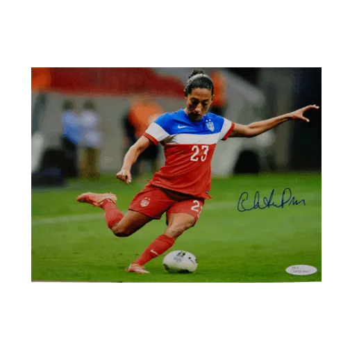 Christen Press Autographed 8 x 10 Kicking (JSA) Soccer