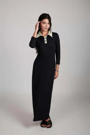 CONTRAST COLLARED RIB DRESS