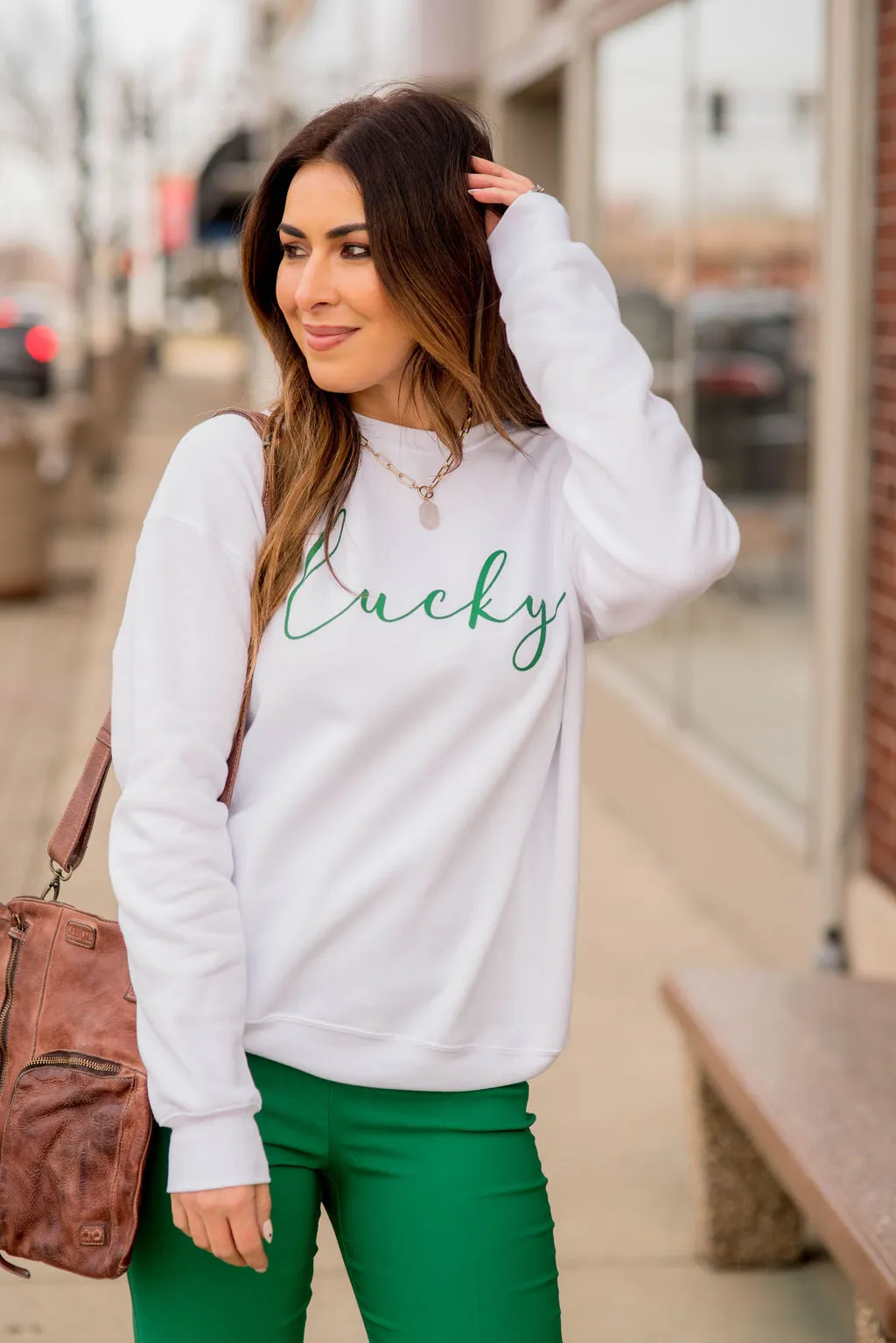 Cursive Lucky Graphic Crewneck