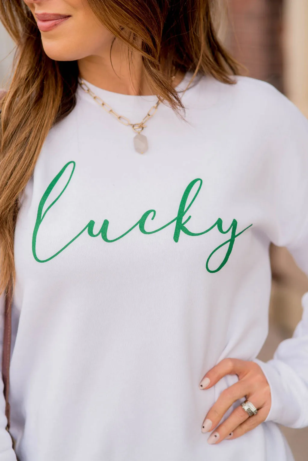 Cursive Lucky Graphic Crewneck