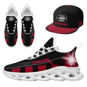 Custom Black Red Atlanta MaxSoul Shoes and Hat Combo Offer Personalized Combo ZH-D020264-3