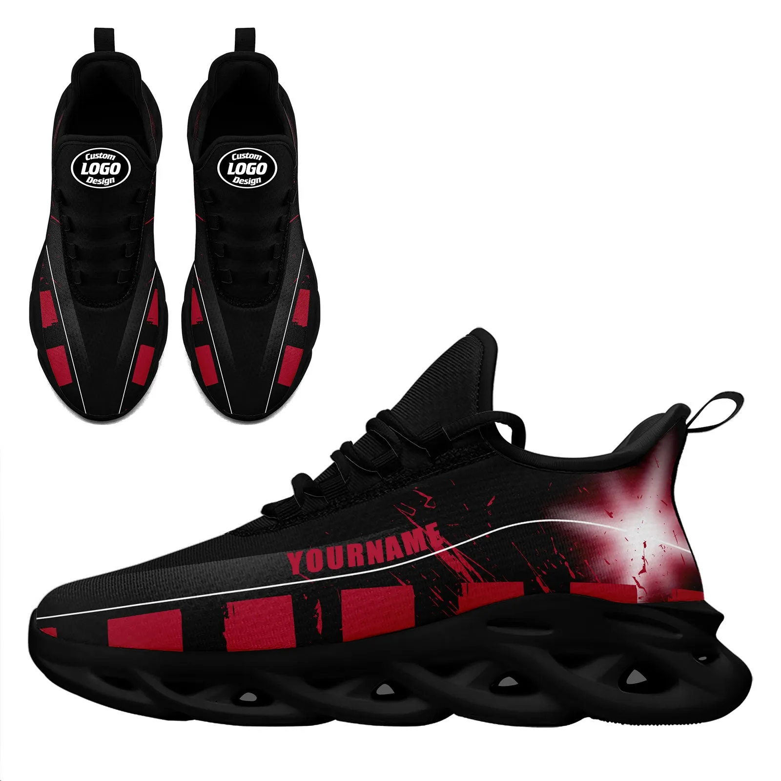 Custom Black Red Atlanta MaxSoul Shoes and Hat Combo Offer Personalized Combo ZH-D020264-3