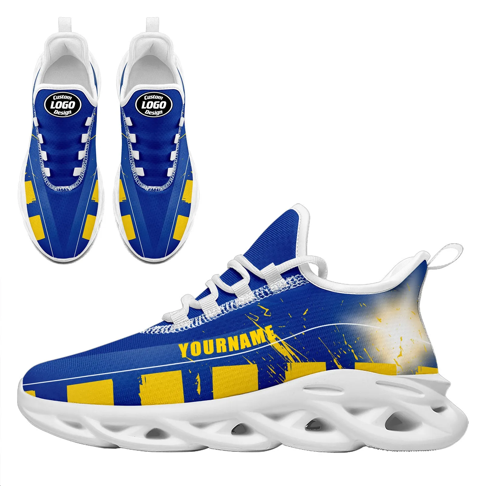 Custom Blue Yellow Los Angeles MaxSoul Shoes and Hat Combo Offer Personalized Combo ZH-D020264-15