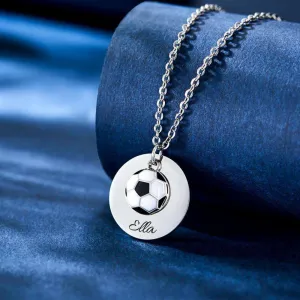 Custom Engraved Stainless Steel Name Soccer Necklace