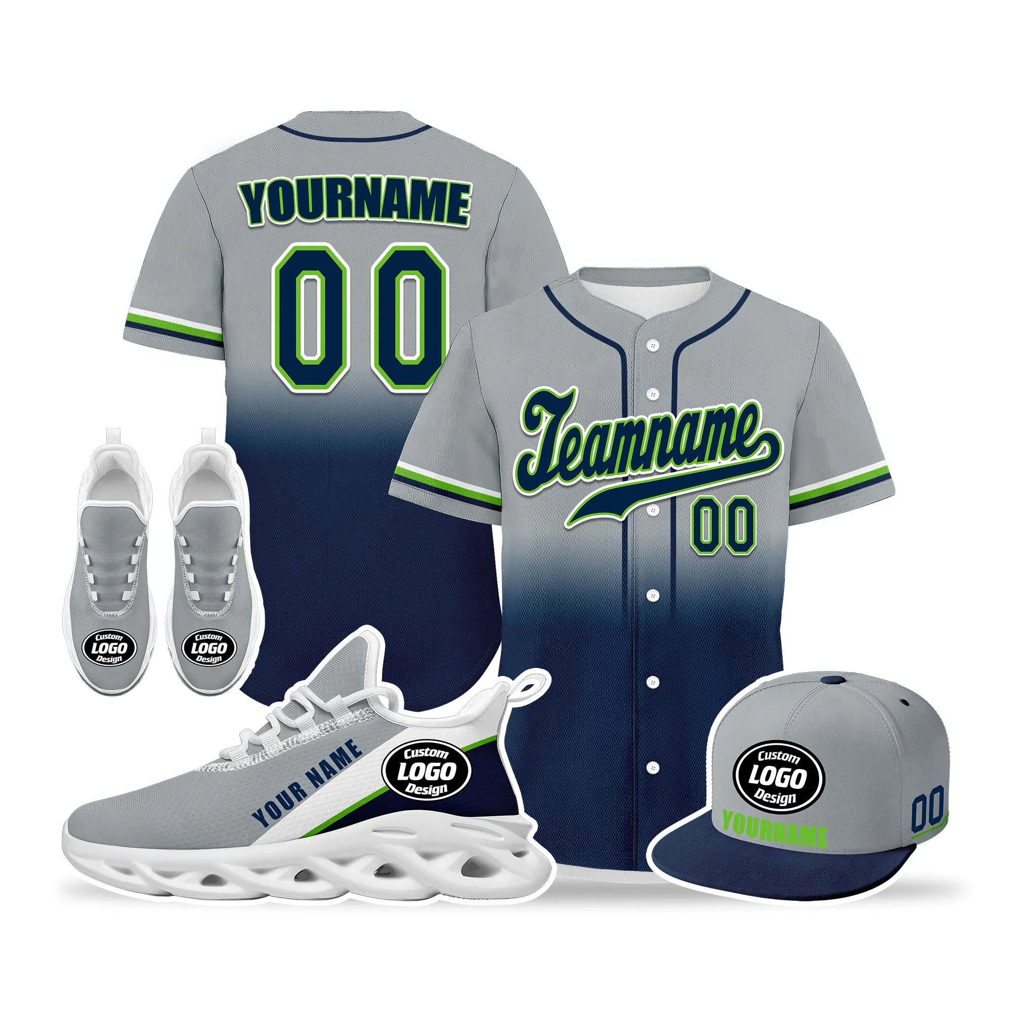 Custom Grey Blue Jersey MaxSoul Shoes and Hat Combo Offer Personalized ZH-bd0b007e-ac