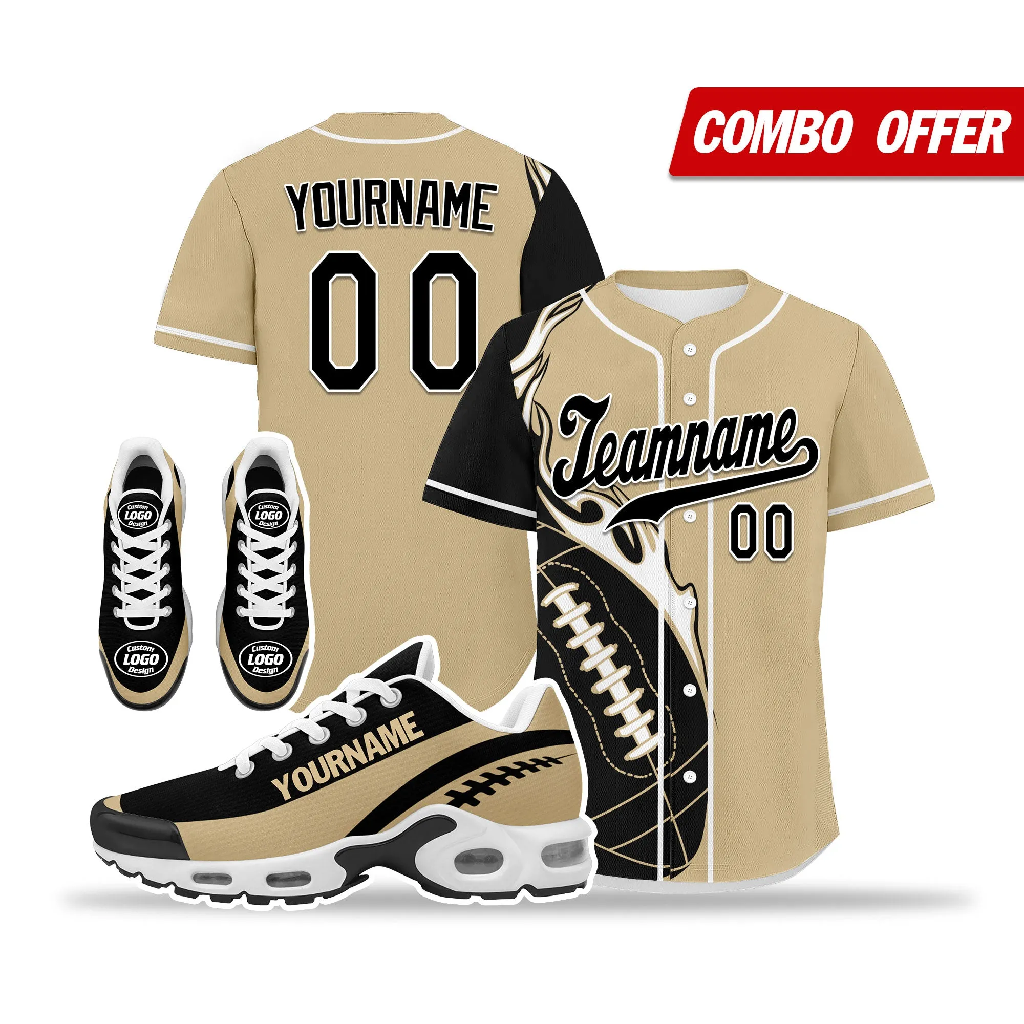 Custom Yellow Black Jersey and TN Shoes Combo Offer Personalized ZH-D0200101-18