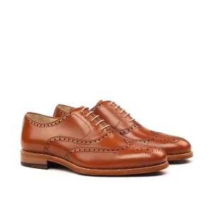 DapperFam Aeron in Cognac Men's Italian Leather Full Brogue