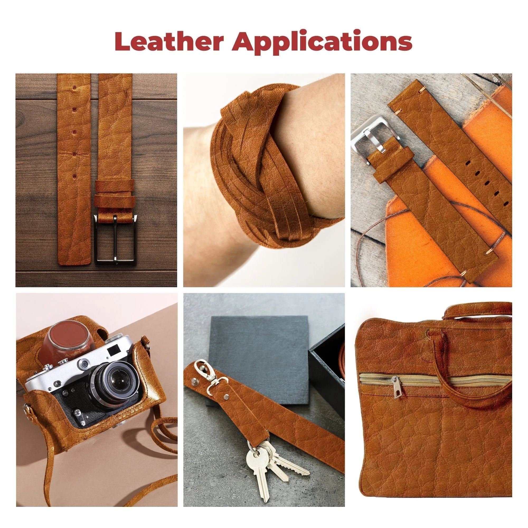 ELW Genuine American Leather Bison 8-9 oz (3.2-3.4mm) Thickness 50" Length Straps, Belts, Strips  Full Grain Hide DIY Craft Projects, Bag, Chap, Moccasins, Jewelry, Wrapping