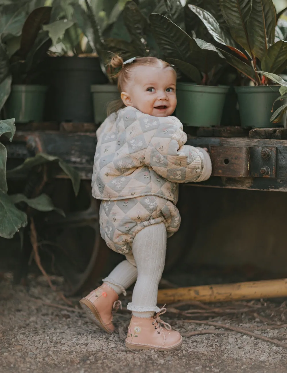 Flower Pop Scallop Boot - Blush