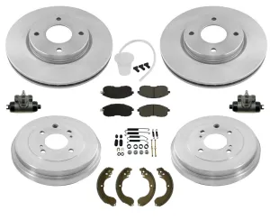 Front Brake Rotors & Pads Rear Brake Drums Shoes Set Kit For 2009-2014 Cube 10pc