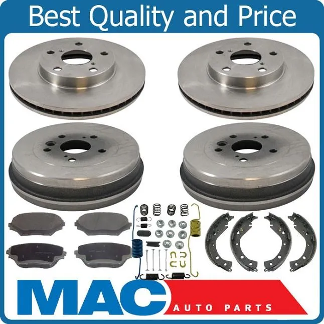 Front Rotors Pads Rear Drums Brake Shoes 7pc Kit for Toyota Rav4 01-02