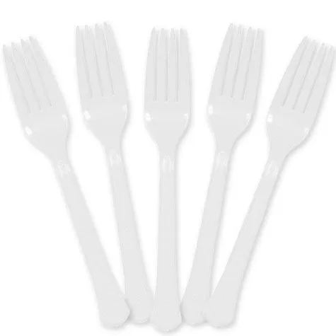 Frosty White Plastic Forks | 20ct