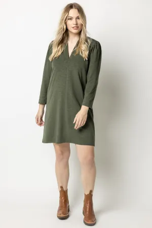 Full Sleeve Split Neck Dress