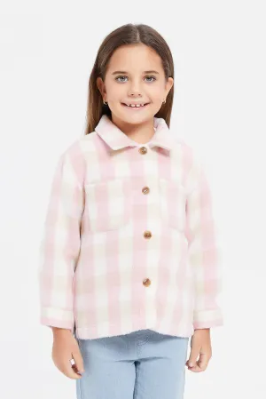 Girls Pink Checkered Jacket