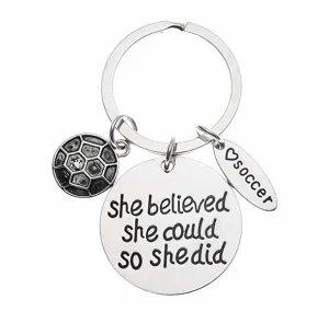 Girls Soccer She Believed She Could Keychain